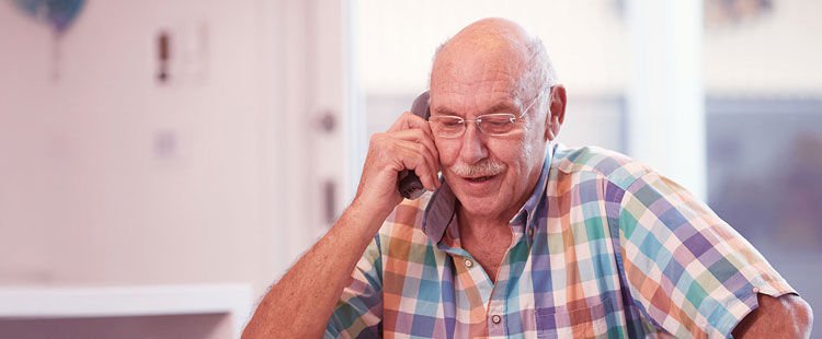 Grandpa talking on the phone