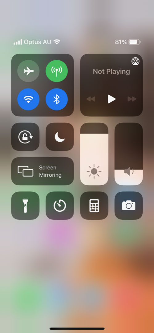 iphone drawer screen with icons