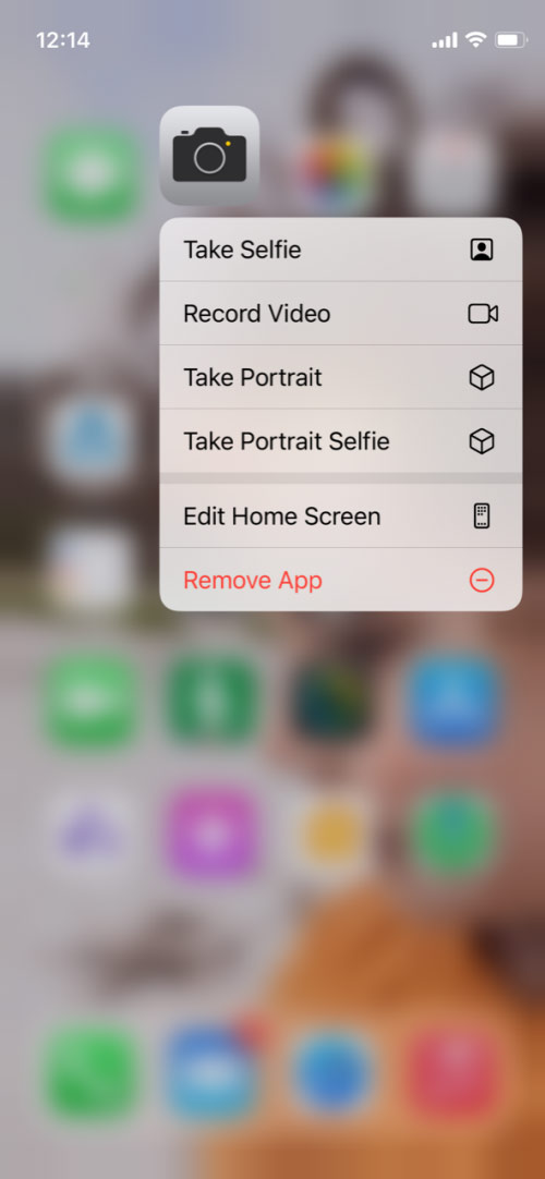 iphone camera icon settings with menu