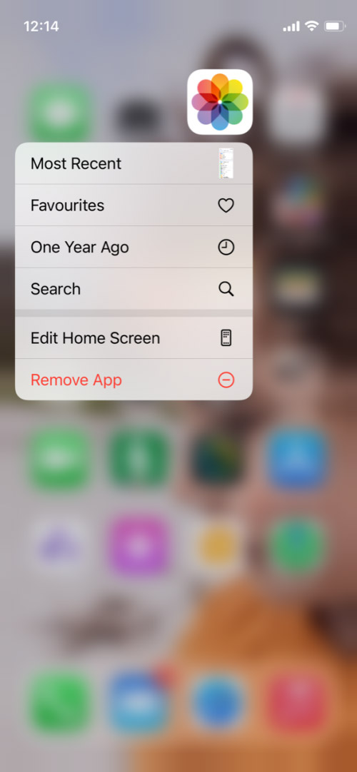 iphone screen with photos app icon and menu