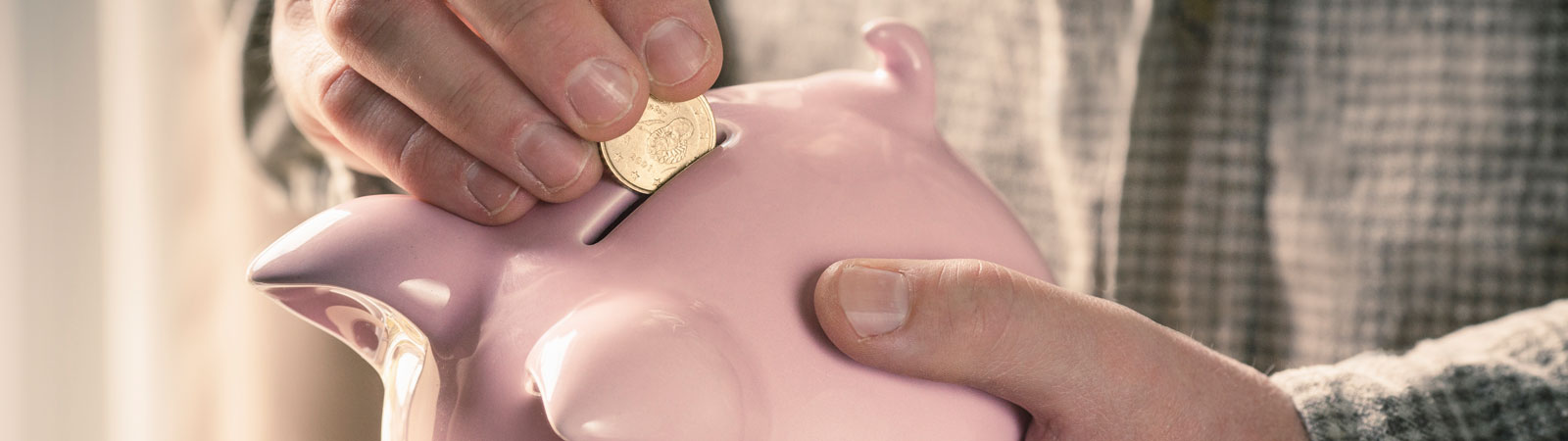 putting coins in money pig