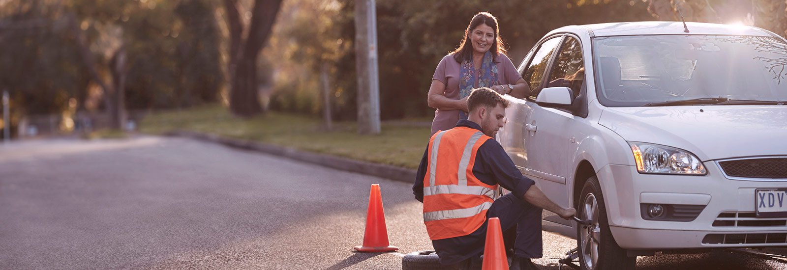 woman with roadside assistance