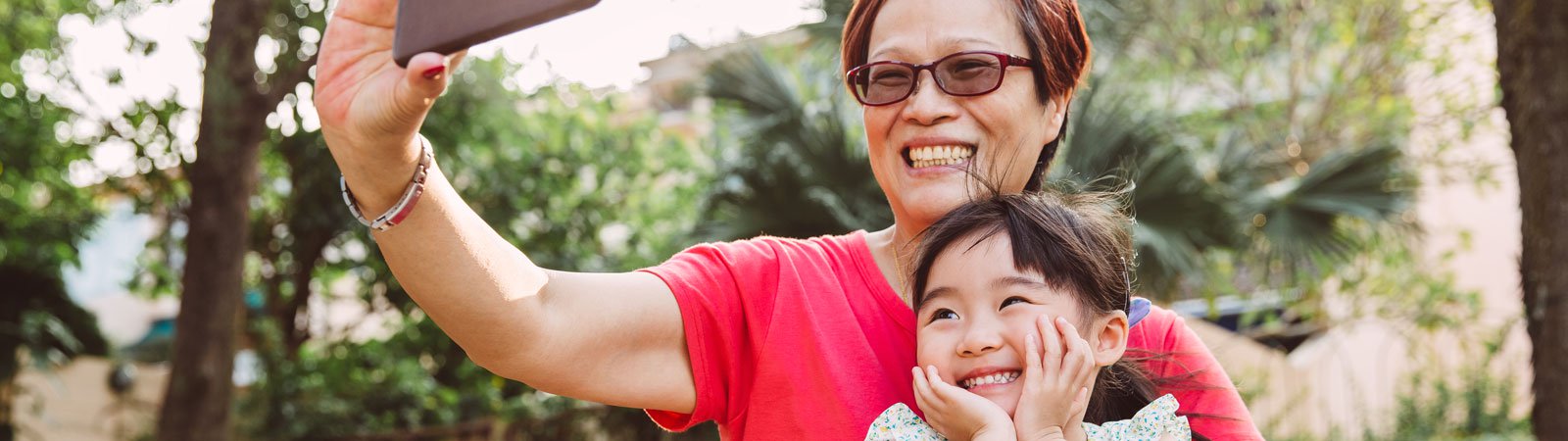 selfie with a woman and child