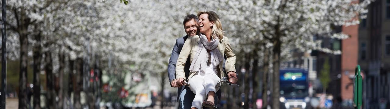 Couple on bicycle