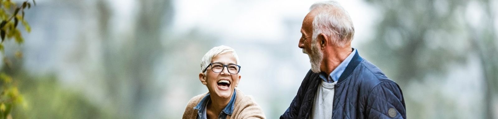 Older couple walking together